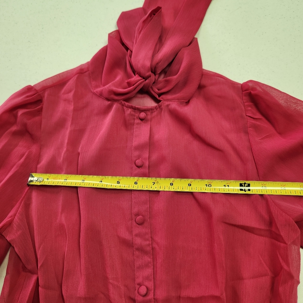 Jealous Tomato Sheer Blouse w/Bowtie & Peasant Sleeves - Picture 13 of 16